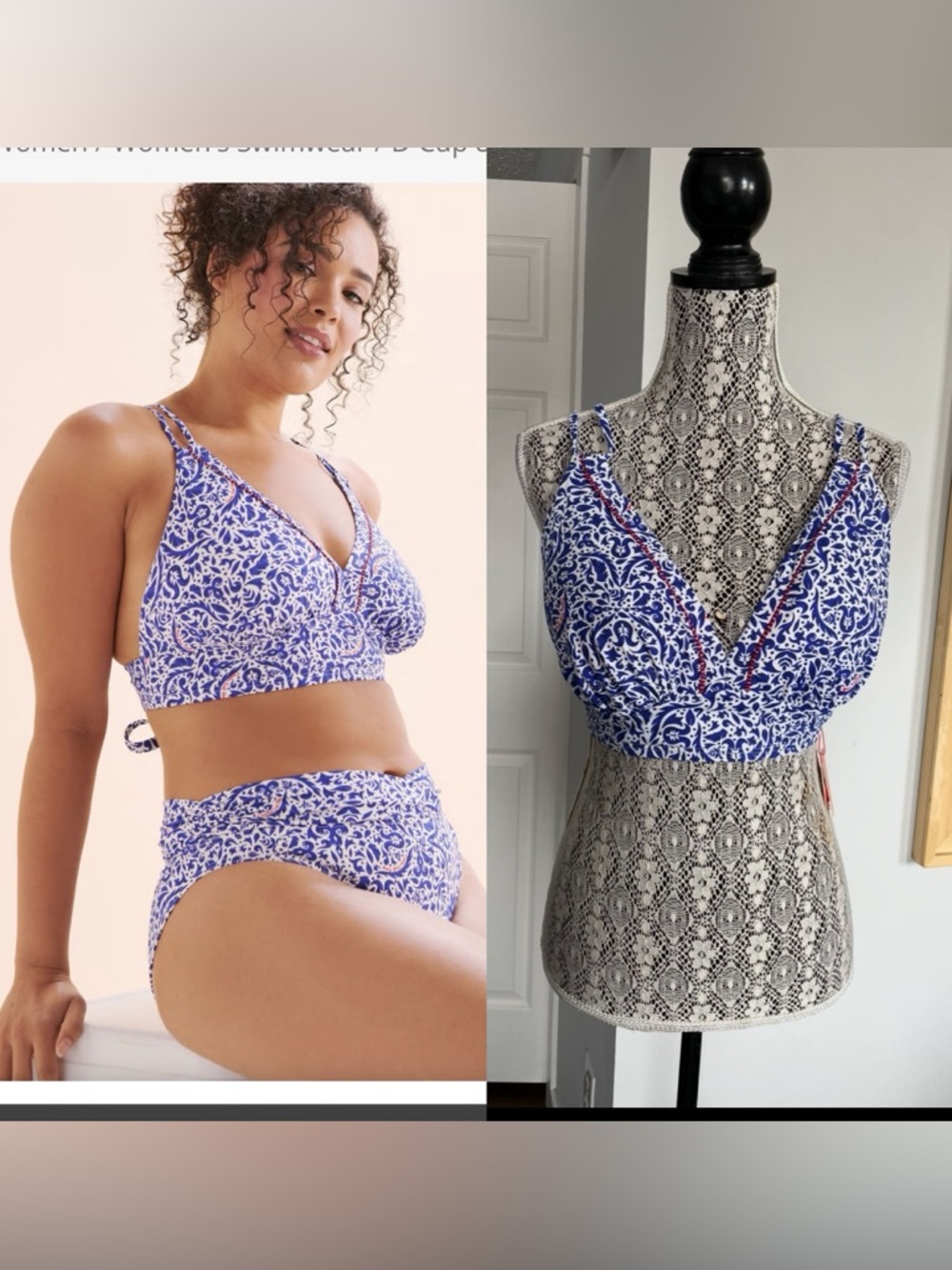 NWT XL Viral Costa Del Rey Superior Support D-Cup Bathing Swimsuit Bikini Top